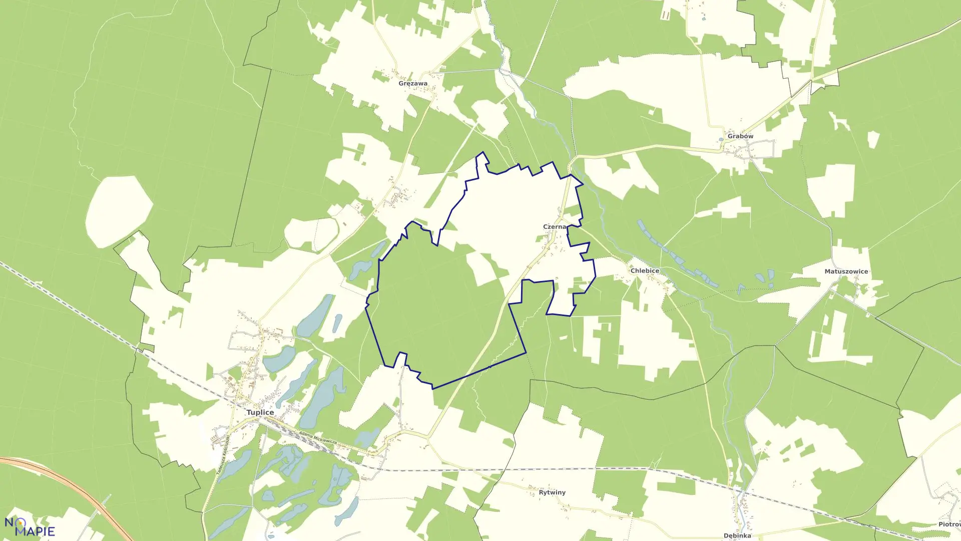 Mapa obrębu Czerna w gminie Tuplice