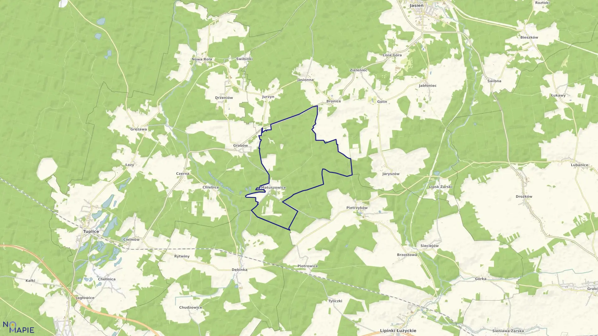 Mapa obrębu Matuszowice w gminie Tuplice