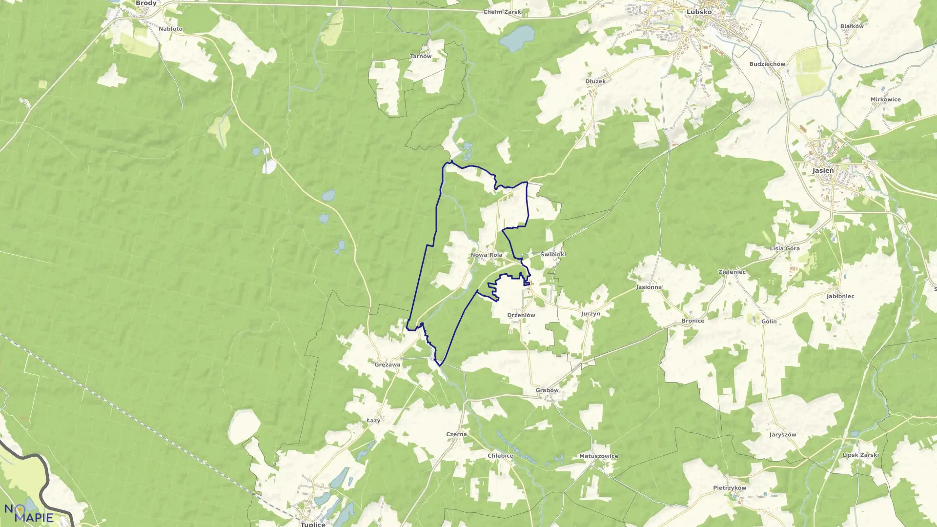 Mapa obrębu Nowa Rola w gminie Tuplice