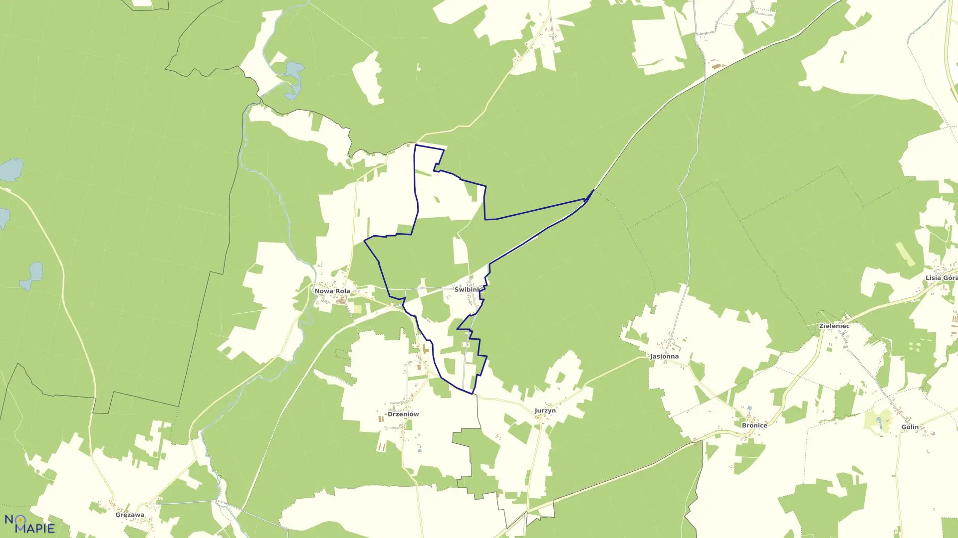 Mapa obrębu Świbinki w gminie Tuplice